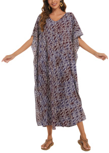 Red violet Hand Blocked Batik Rayon Caftan Kaftan Loungewear Maxi Plus Size Long Dress 3X 4XS10014769_0_image_IJUST_WORKING