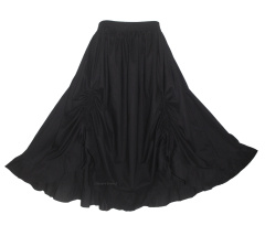 Black Cotton Gypsy Long Maxi Victorian Renaissance Flare Skirt 1X 2X