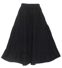 Black Cotton Gypsy Long Maxi Tier Flare Skirt 1X 2X