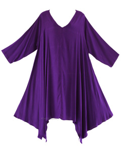 Purple Plus Size Solid Basic Flowy Short Sleeve Long Tank Tunic Tops 1X