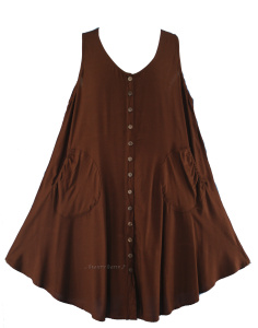 Brown Lagenlook Plus Size Sleeveless Vest Tunic Top 0X 1X