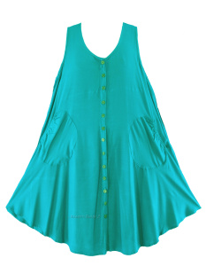 Turquoise Lagenlook Plus Size Sleeveless Vest Tunic Top 0X 1X