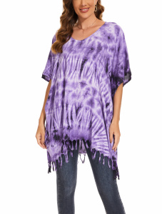 Purple HIPPIE Batik Tie Dye Plus Size Tunic Blouse Kaftan Top 3X 4XS40014100-MU_0_image_IJUST_WORKING