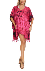 Fuchsia HIPPIE Batik Tie Dye Plus Size Tunic Blouse Kaftan Top 3X 4XS40014101-MU_0_image_IJUST_WORKING