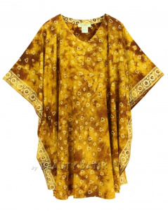 Brown HIPPIE Batik Kaftan Plus Size Tunic Blouse Short Sleeve Top 3X 4XS40014328_0_image_IJUST_WORKING