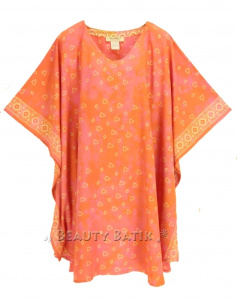 Coral HIPPIE Batik Kaftan Plus Size Tunic Blouse Short Sleeve Top 3X 4XS40014329_0_image_IJUST_WORKING