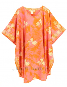 Coral HIPPIE Batik Kaftan Plus Size Tunic Blouse Short Sleeve Top 3X 4XS40014332-MU_0_image_IJUST_WORKING