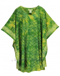 Green HIPPIE Batik Kaftan Plus Size Tunic Blouse Short Sleeve Top 3X 4XS40014341_0_image_IJUST_WORKING