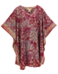 Red violet HIPPIE Batik Kaftan Plus Size Tunic Blouse Short Sleeve Top 3X 4XS40014343_0_image_IJUST_WORKING