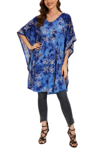 Blue HIPPIE Batik Kaftan Plus Size Tunic Blouse Short Sleeve Top 3X 4XS40014361-MU_0_image_IJUST_WORKING