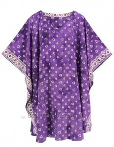 Purple HIPPIE Batik Kaftan Plus Size Tunic Blouse Short Sleeve Top 3X 4XS40014407-MU_0_image_IJUST_WORKING