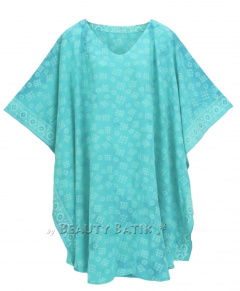 Turquoise HIPPIE Batik Kaftan Plus Size Tunic Blouse Short Sleeve Top 3X 4XS40014408-MU_0_image_IJUST_WORKING