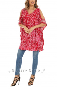 Fuchsia Plus Size Batik Cold Shoulder Tunic Blouse Kaftan Top 3X 4X 24use Kaftan Top 3X 4XS40014642-MU_0_image_IJUST_WORKING