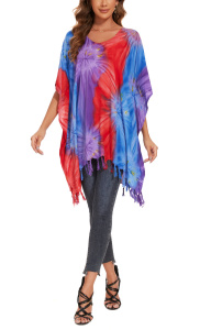 Multicoloured HIPPIE Tie Dye Plus Size Tunic Blouse Kaftan Top 3X 4XS40014807-MU_0_image_IJUST_WORKING