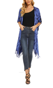 Dark blue HIPPIE Gypsy Tie Dye Kimono Cardigan Shawl Wrap Swimsuit Cover Up Jacket One Size