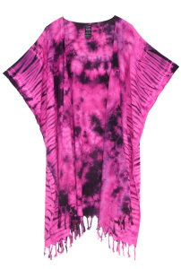 Fuchsia HIPPIE Gypsy Tie Dye Kimono Cardigan Shawl Wrap Swimsuit Cover Up Jacket One Size