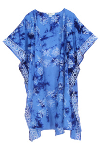 Blue HIPPIE Gypsy Hand Batik Kimono Cardigan Shawl Wrap Swimsuit Cover Up Jacket One Size