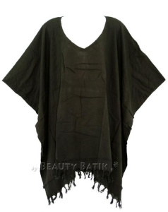 Black Solid Tunic Blouse Kaftan V neck Loose Top Plus Size 3X 4XS40005968_0_image_IJUST_WORKING