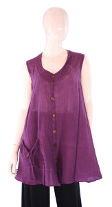 PURPLE PLUM Lagenlook Tunika Top Baumwolle L