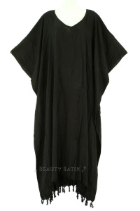 Black Solid Caftan Kaftan Loungewear Maxi Plus Size Long Loose Dress 3X 4XS10007642_0_image_IJUST_WORKING