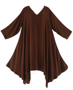 BROWN Lagenlook Plus Size Tunic Top Dress 0X 1X