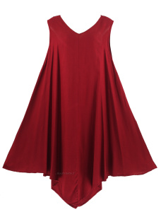 MAROON Lagenlook Dress Tunic Plus Long Tank Top 1X