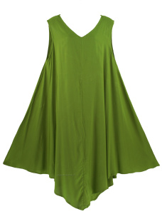 AVOCADO GRüN Lagenlook Tunika Plus Long Tank Top Sommerkleid