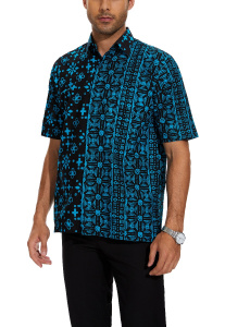 Classicmod Black Cotton Handmade Block Batik Men Shirts Summer Beach Wear