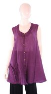 PURPLE PLUM Lagenlook Cotton Tunic Top L US