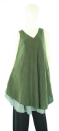 DARK GREEN Lagenlook Cotton Tunic Top S US