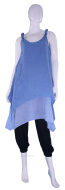 BLUE Lagenlook Cotton Tunic Top S US