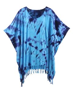 Blue HIPPIE Batik Tie Dye Tunic Blouse Kaftan Top XL to 4X